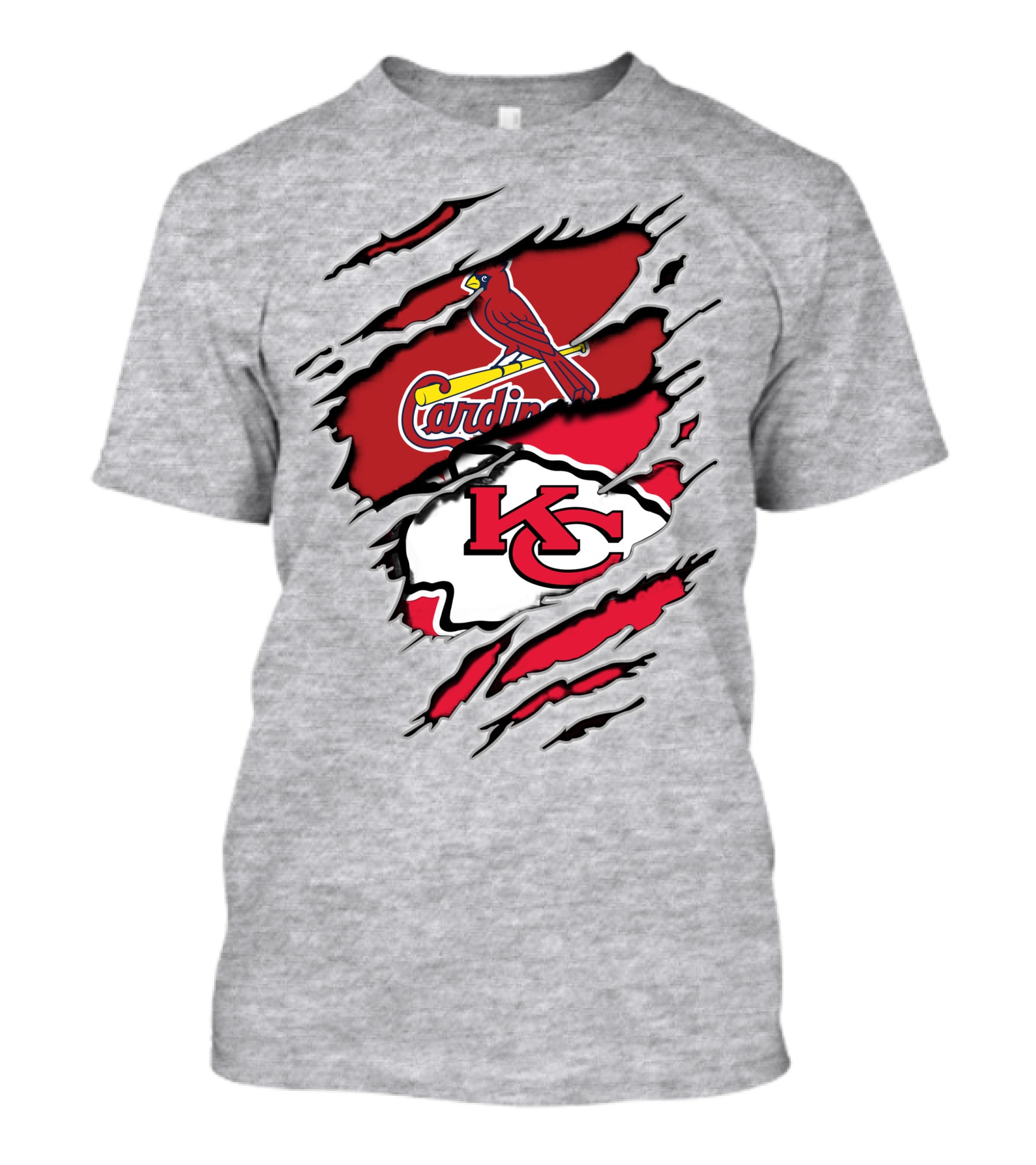 Kansas City Chiefs Arizona Cardinals Logos Torn Layers T-Shirt