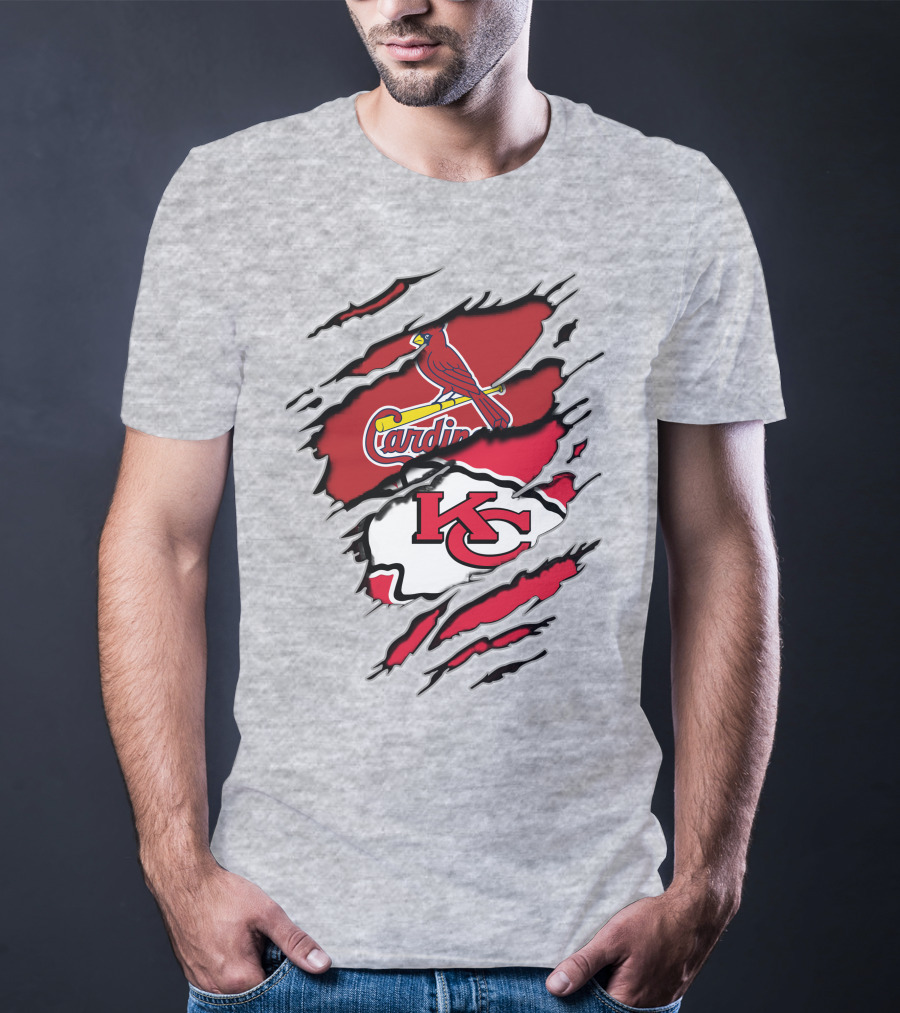 Kansas City Chiefs Arizona Cardinals Logos Torn Layers T-Shirt