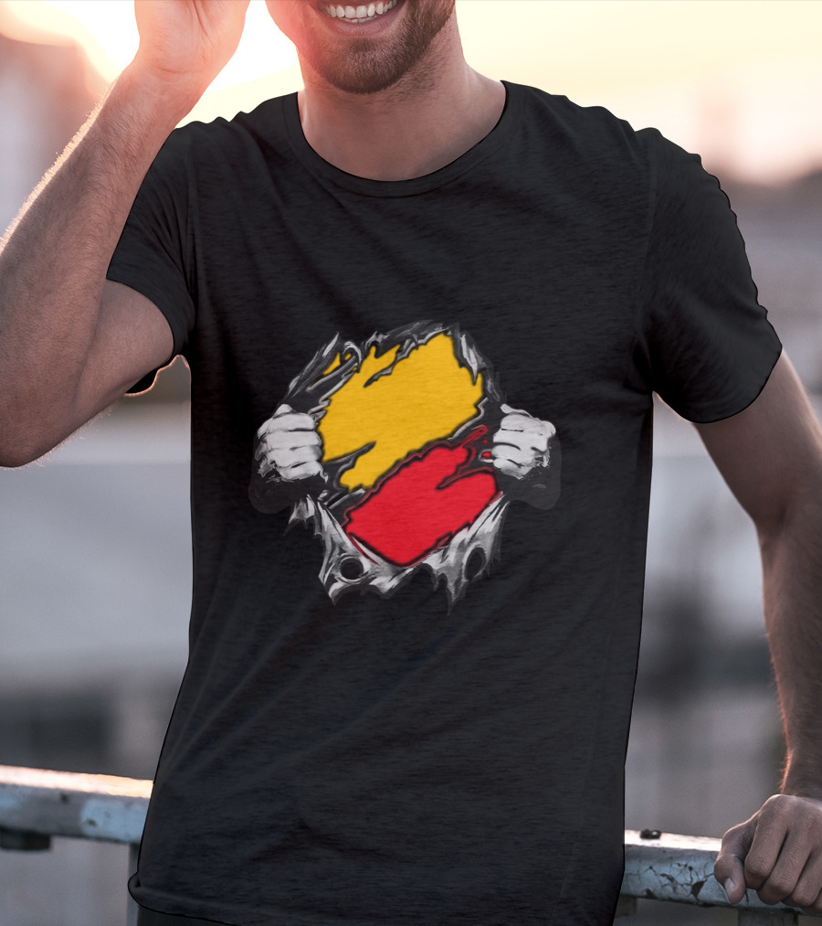 Geo-Florida Ripped Flag Colors Hand T-Shirt