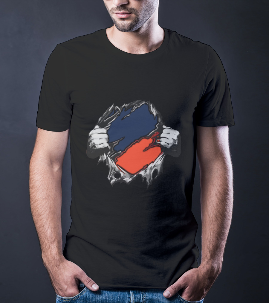 Bro Yan Blue Orange Ripped T-Shirt