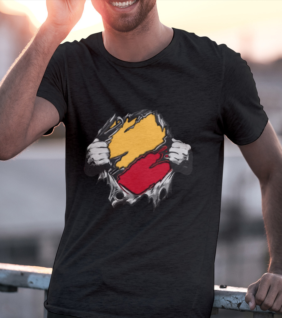 As Bold Tearaway Design In Red And Gold T-Shirt