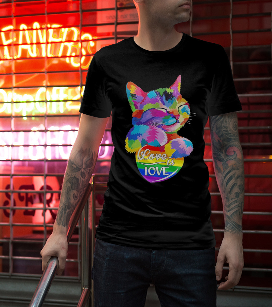 Love Is Love Rainbow Cat T-Shirt