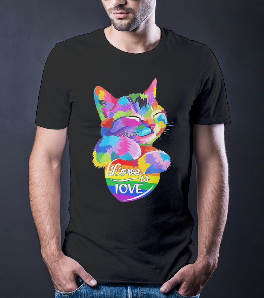 Love Is Love Rainbow Cat T-Shirt