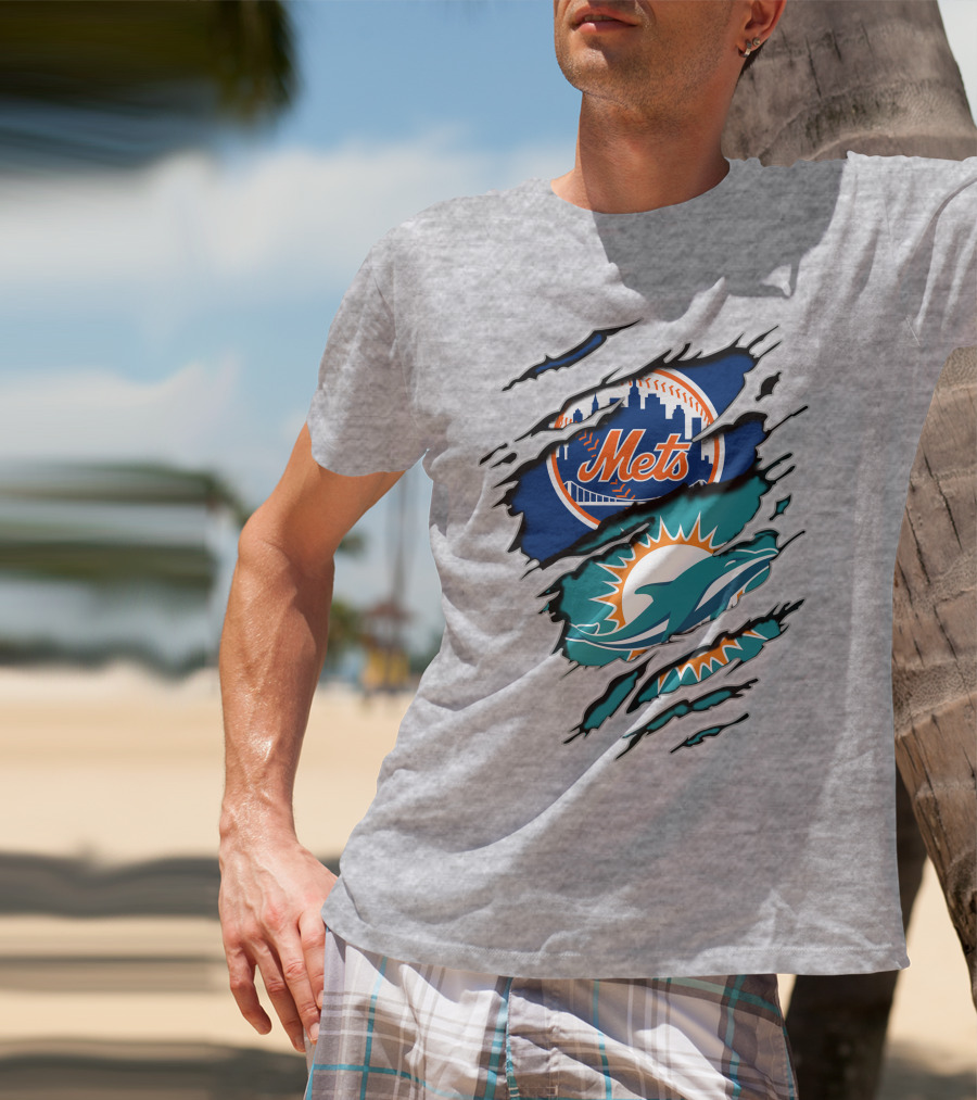 Mets Dolphins Crossover Sports Fan T-Shirt