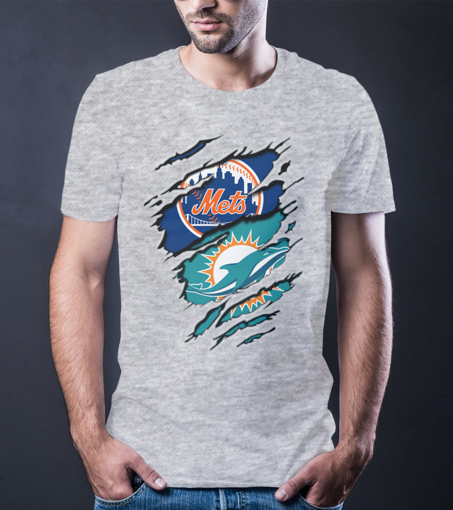 Mets Dolphins Crossover Sports Fan T-Shirt