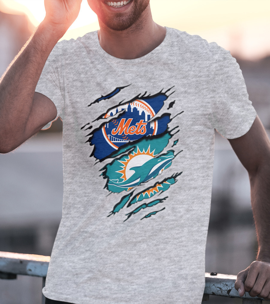 Mets Dolphins Crossover Sports Fan T-Shirt