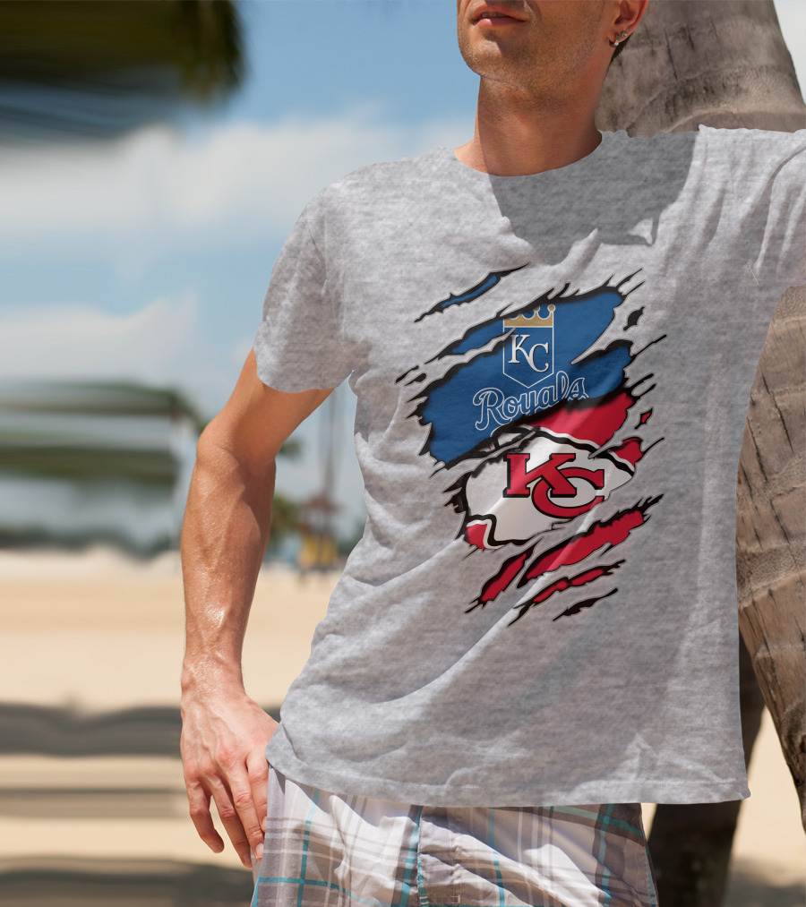 KC Royals KC Chiefs Torn Claw Marks T-Shirt
