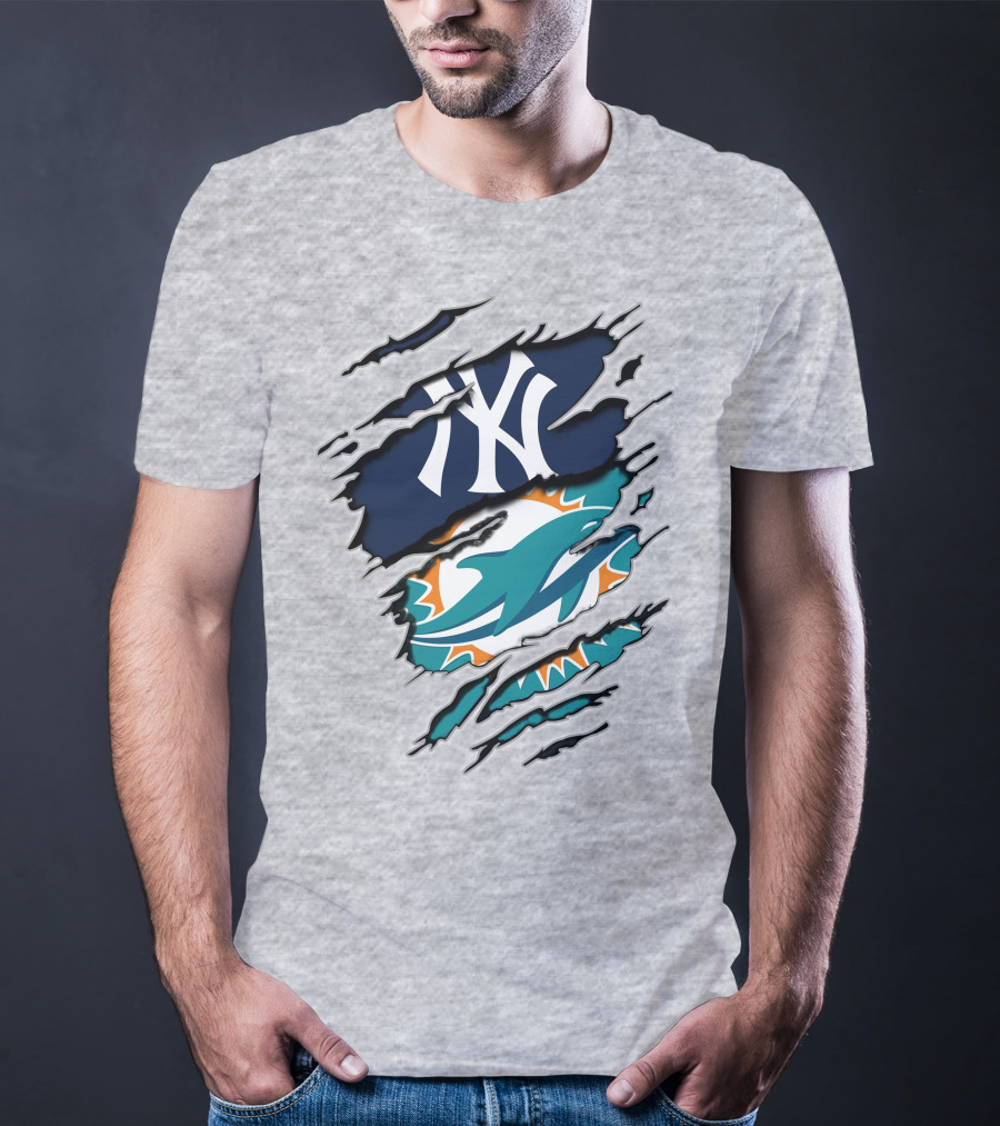 New York Yankees Miami Dolphins Torn Layered T-Shirt