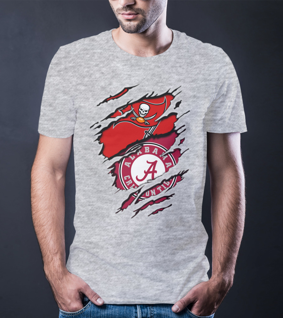 Alabama Crimson Tide Tampa Bay Buccaneers Ripped Flag Fusion T-Shirt
