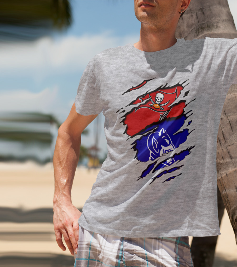 Buccaneers Duke Pirate Flag And Blue Devil Fusion T-Shirt