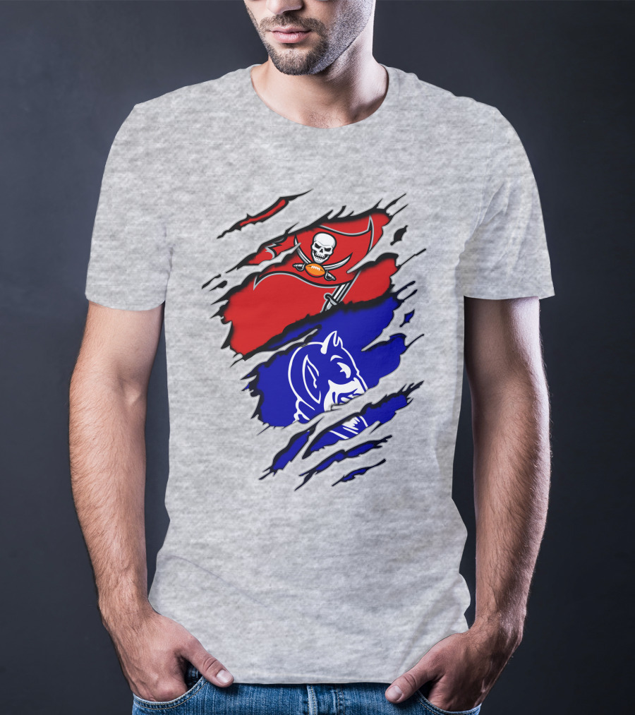 Buccaneers Duke Pirate Flag And Blue Devil Fusion T-Shirt