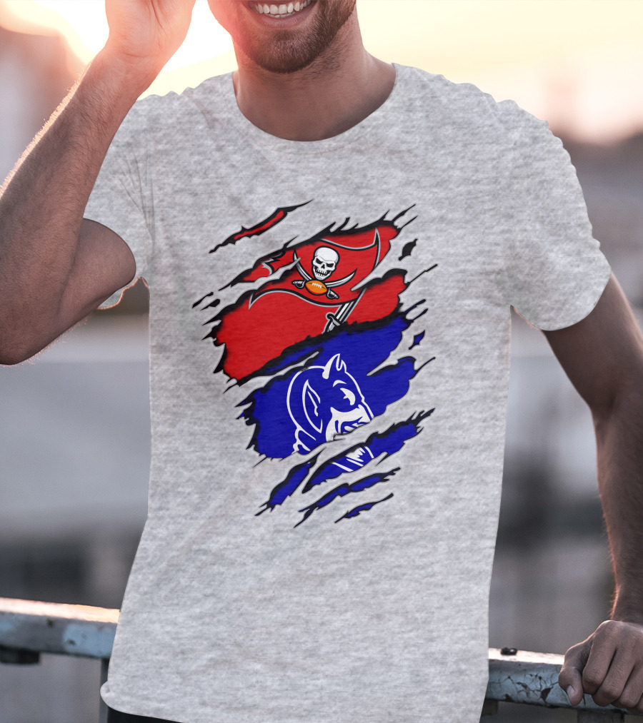 Buccaneers Duke Pirate Flag And Blue Devil Fusion T-Shirt
