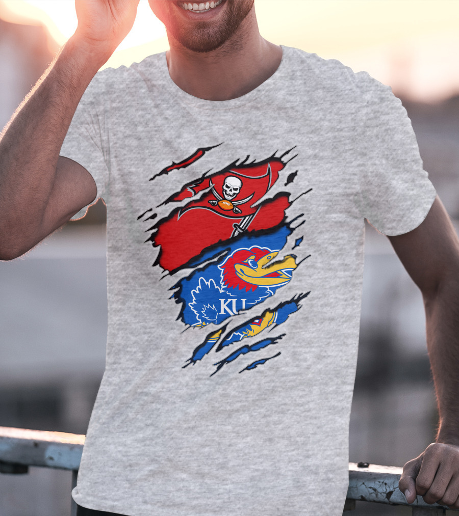 Buccaneers Jayhawks KU Rip Torn Gray T-Shirt