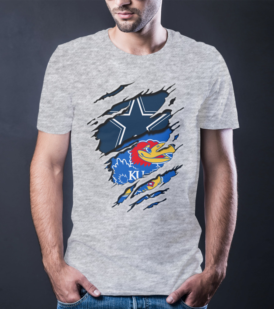 Kansas Cowboys Jayhawks KU Star Blue Red T-Shirt