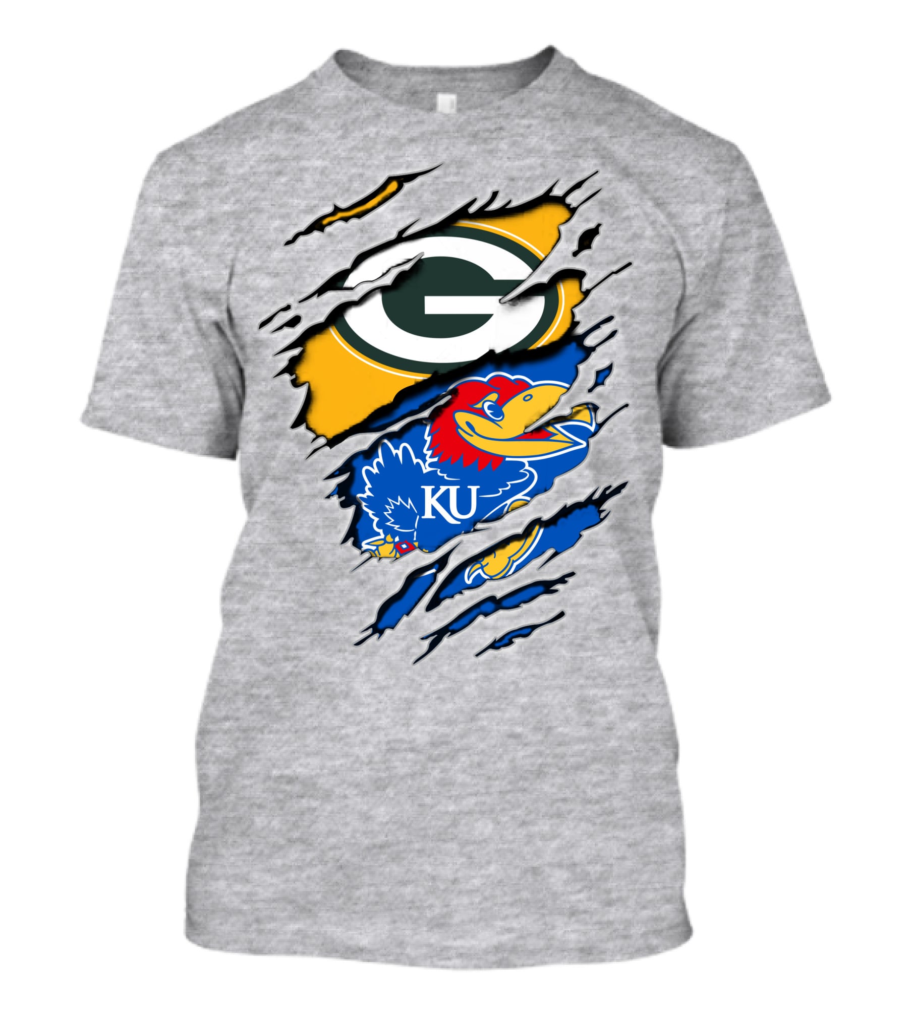 Green Bay Packers Kansas Jayhawks Logo Mashup T-Shirt