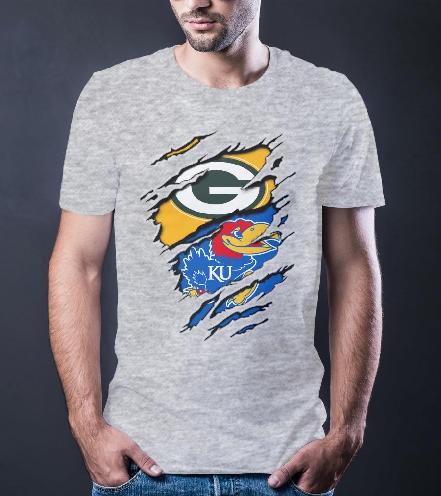 Green Bay Packers Kansas Jayhawks Logo Mashup T-Shirt
