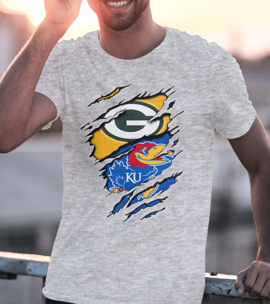 Green Bay Packers Kansas Jayhawks Logo Mashup T-Shirt