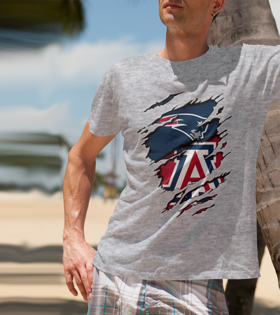 New England Patriots Arizona Wildcats Claw Rip T-Shirt