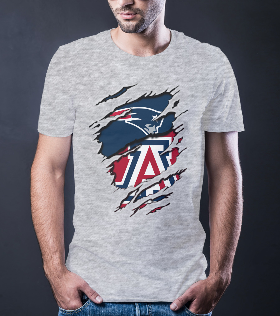 New England Patriots Arizona Wildcats Claw Rip T-Shirt