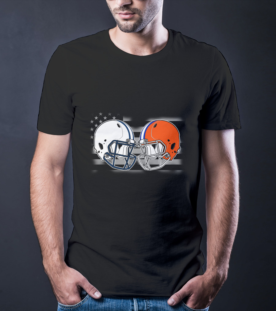 Tita-Gato American Football Helmets And Flag Black T-Shirt