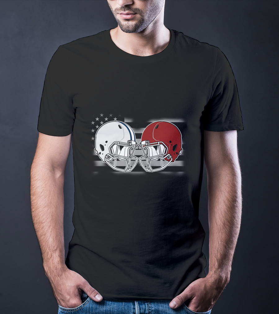 Co Ala Rivalry Football Helmets American Flag Background T-Shirt