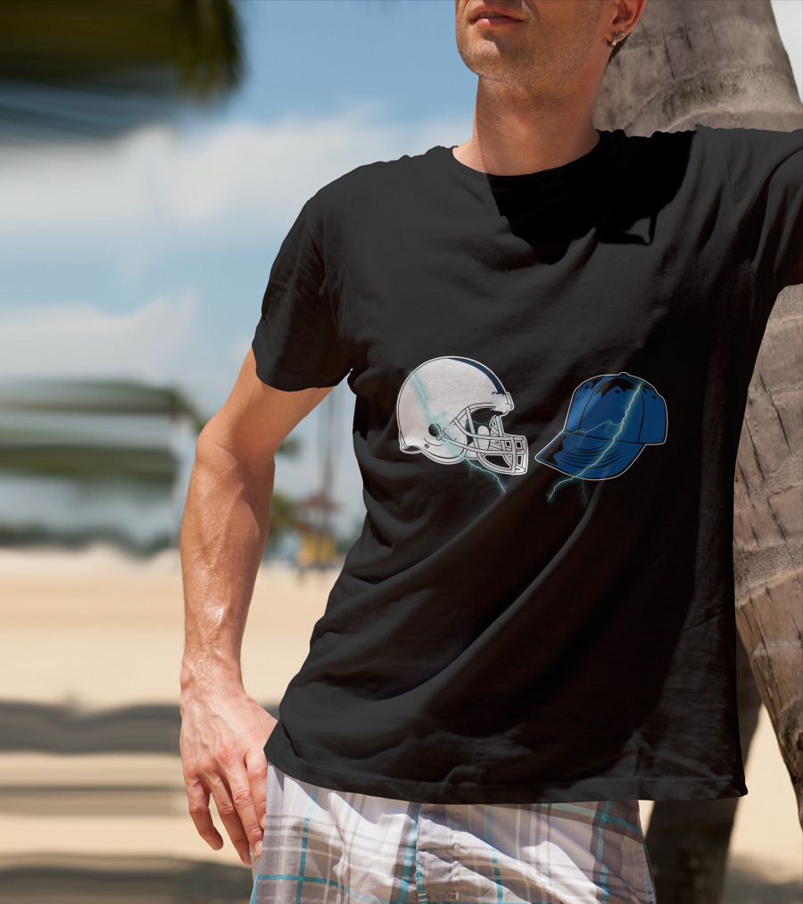 Football Helmet Cap Lightning Showdown T-Shirt