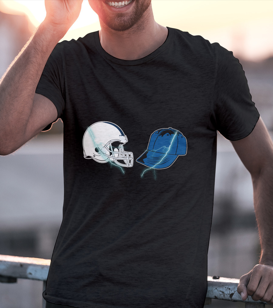 Football Helmet Cap Lightning Showdown T-Shirt