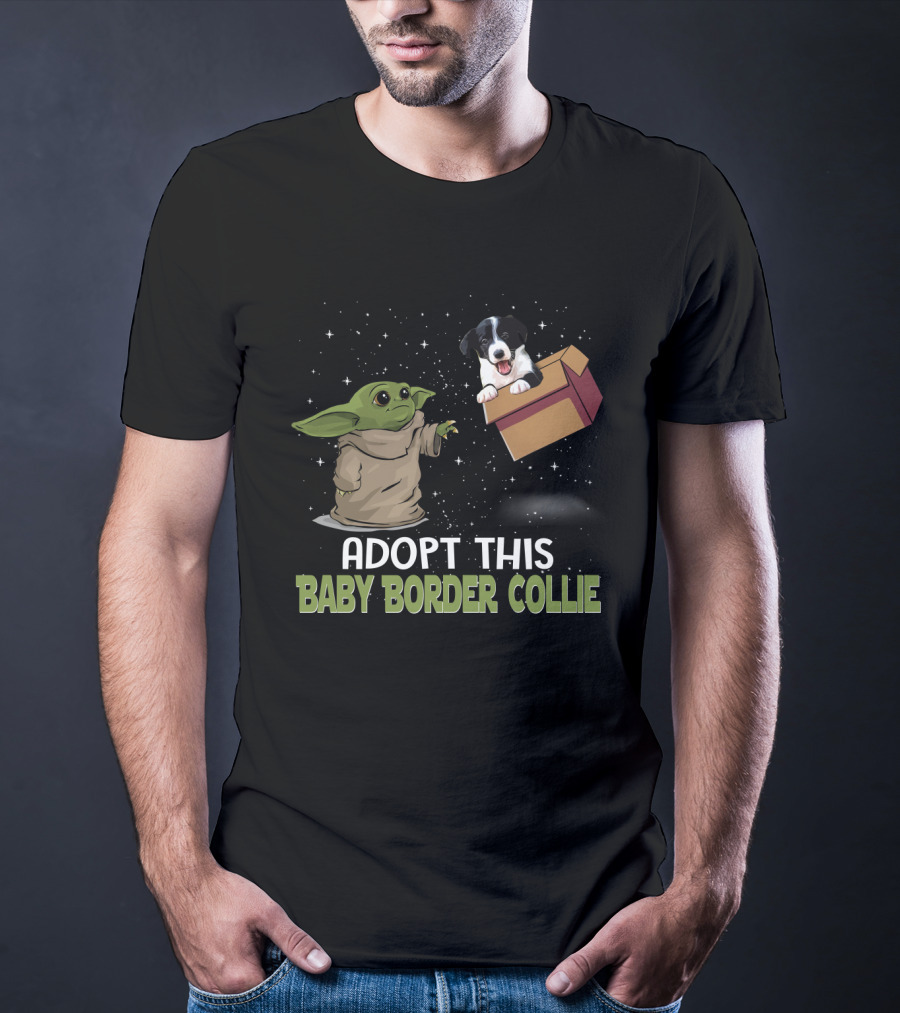 Adopt This Baby Yoda Border Collie T-Shirt