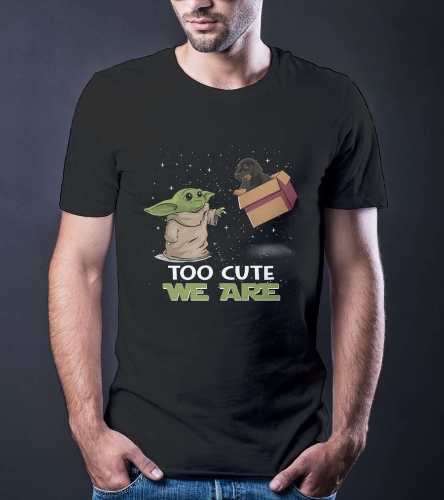 Too Cute We Are Baby Yoda And Doberman T-Shirt