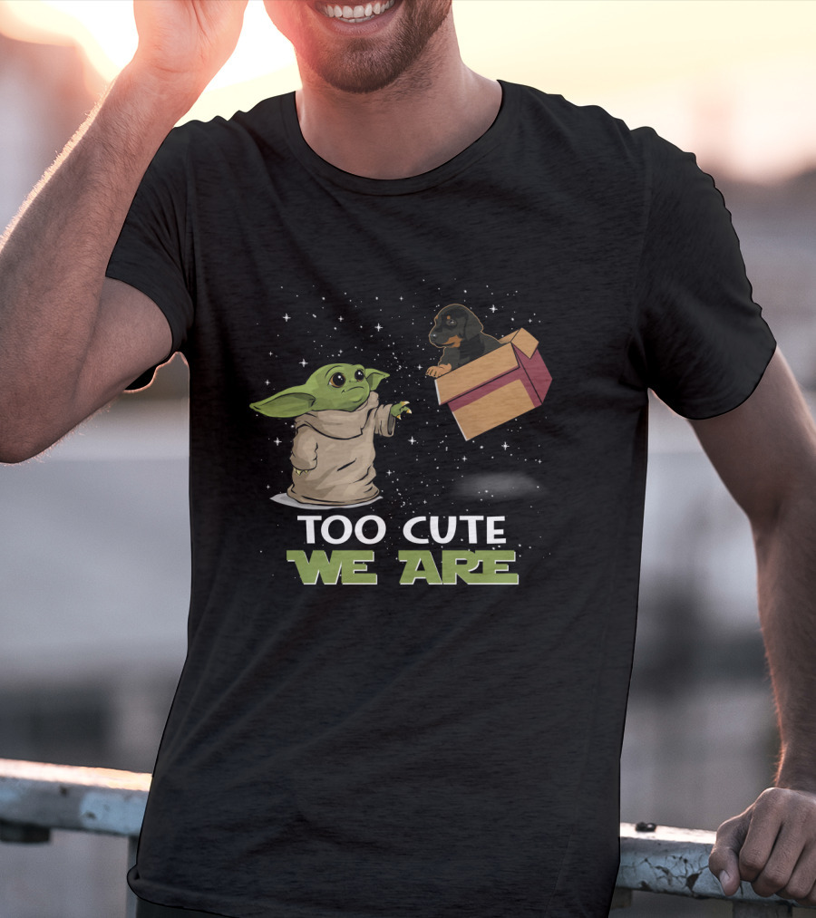 Too Cute We Are Baby Yoda And Doberman T-Shirt