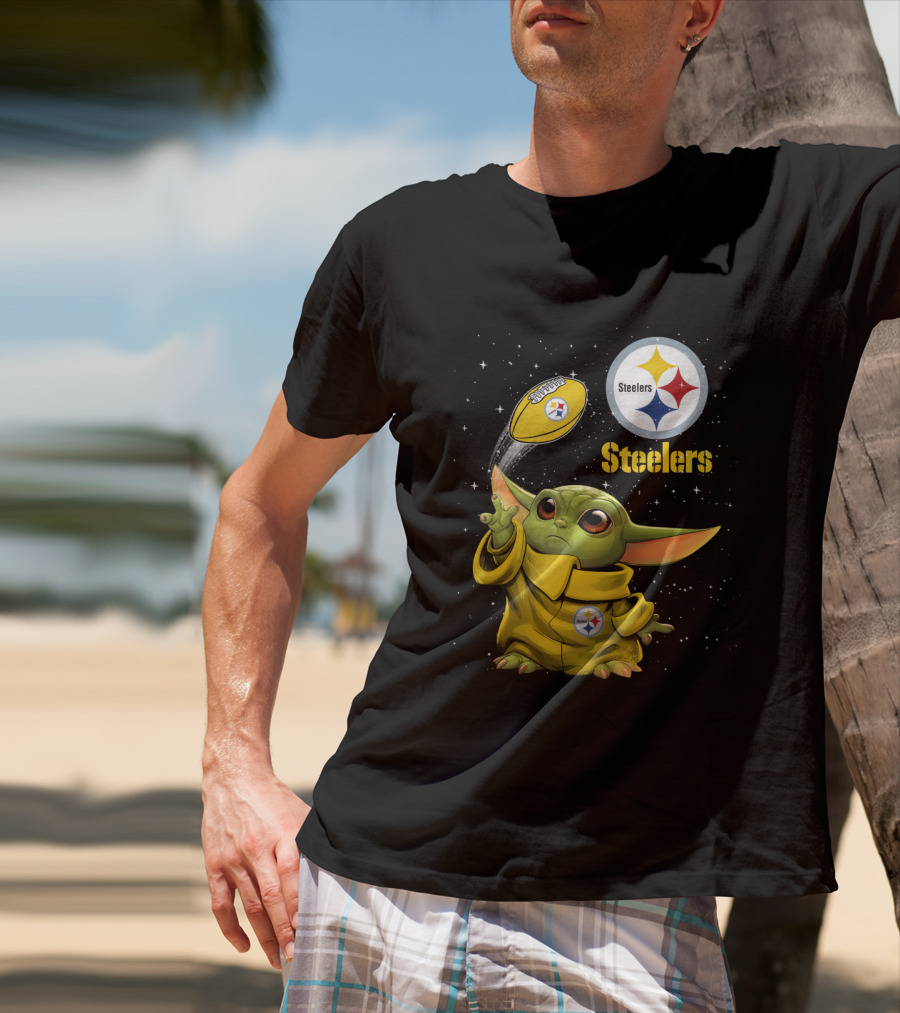Baby Yoda Steelers Football Star Wars Grogu Pittsburgh NFL Fan Gear T-Shirt