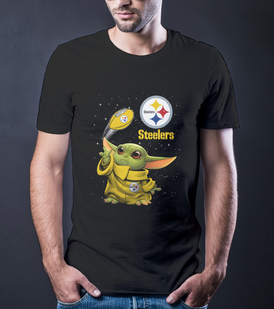 Baby Yoda Steelers Football Star Wars Grogu Pittsburgh NFL Fan Gear T-Shirt