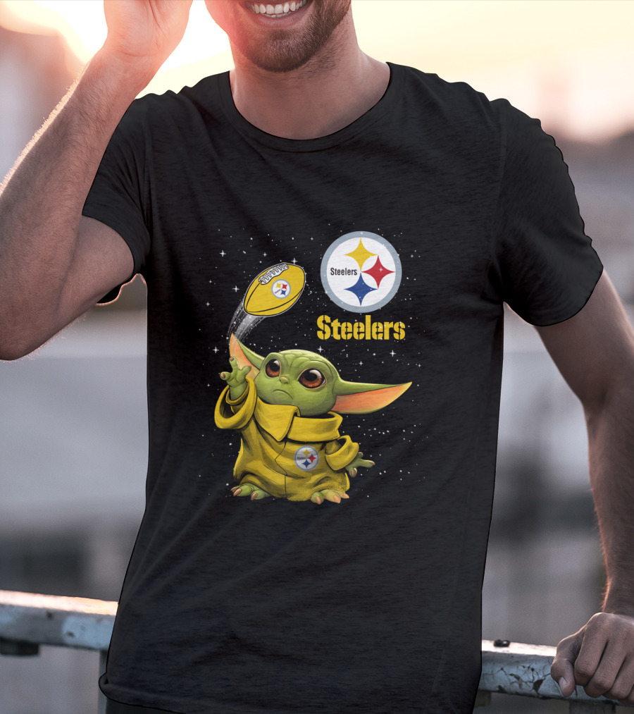 Baby Yoda Steelers Football Star Wars Grogu Pittsburgh NFL Fan Gear T-Shirt