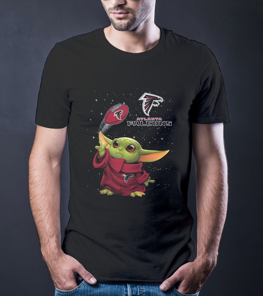 Atlanta Falcons Baby Yoda Star Wars Crossover Football Fan T-Shirt