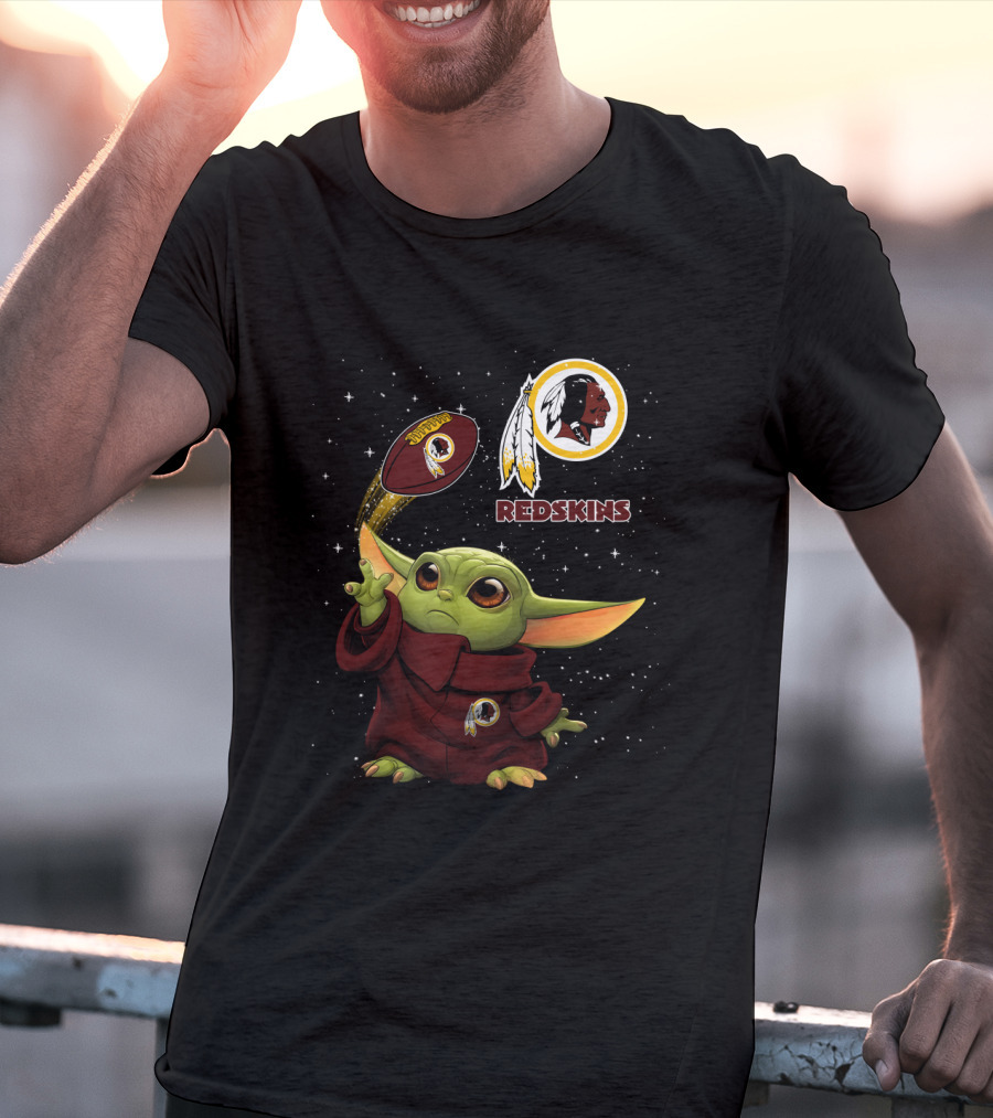 Baby Yoda Washington Redskins Logo Football T-Shirt