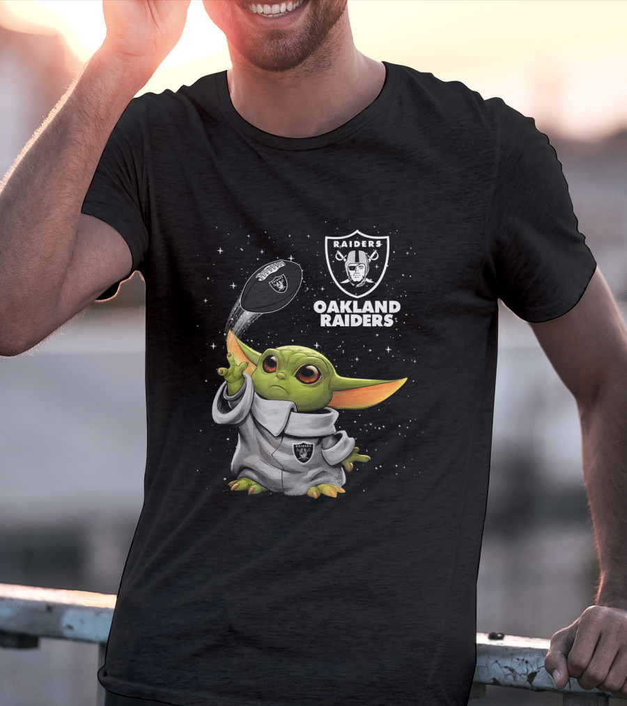 Baby Yoda Oakland Raiders Football Star Wars Fan Merchandise T-Shirt