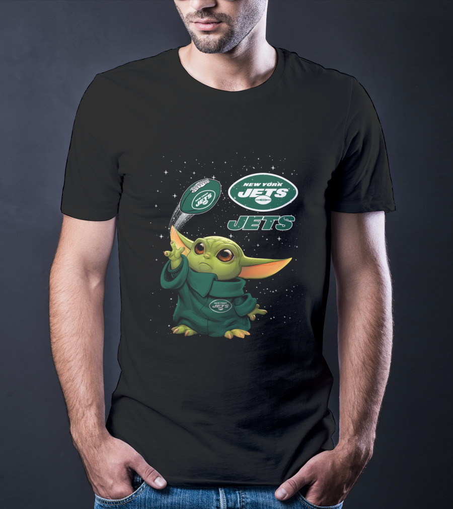 New York Jets Baby Yoda Football Star Wars Crossover T-Shirt