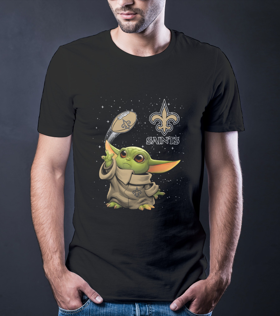 Baby Yoda New Orleans Saints Football Star Wars Collaboration T-Shirt