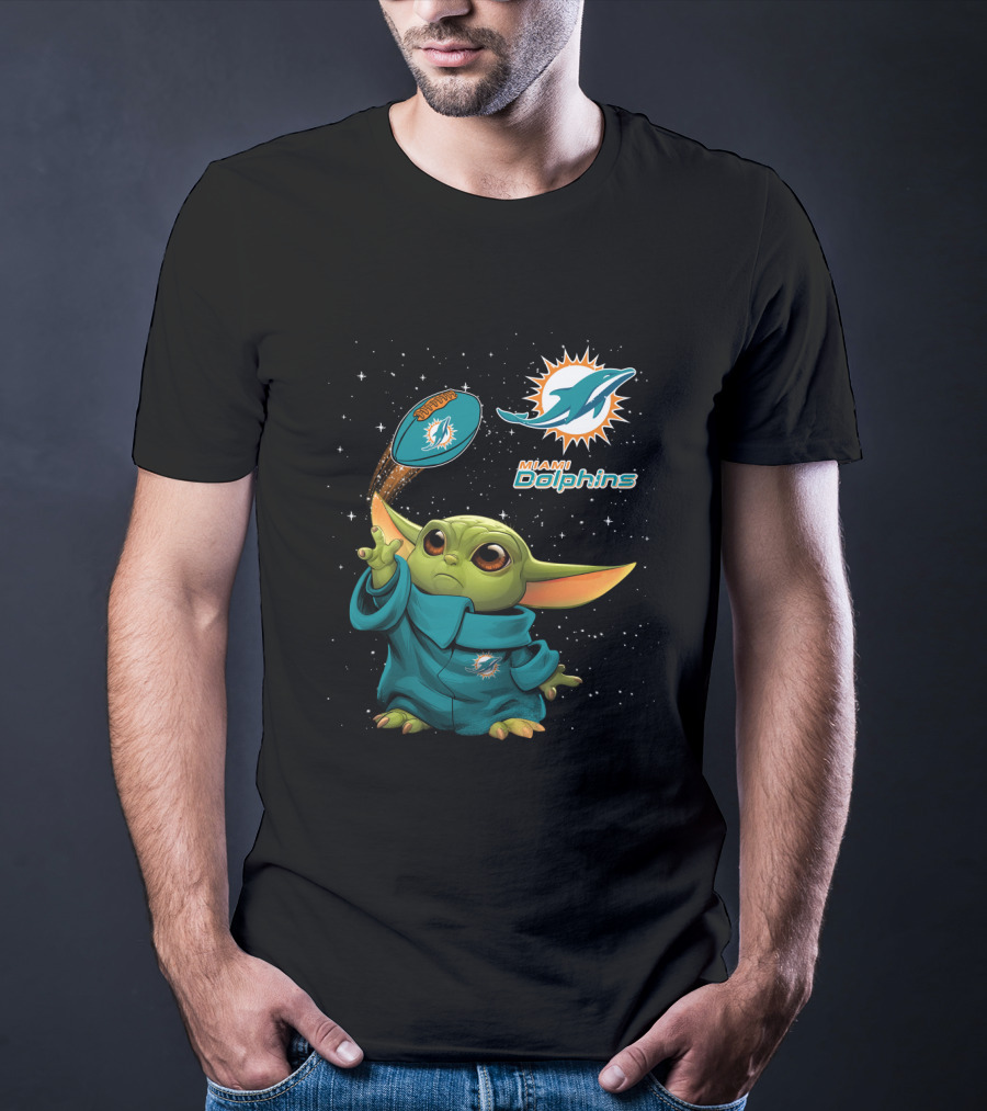 Baby Yoda Miami Dolphins Football Jedi Fan T-Shirt