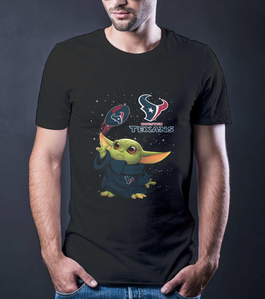 Houston Texans Baby Yoda NFL Football Star Wars Crossover T-Shirt