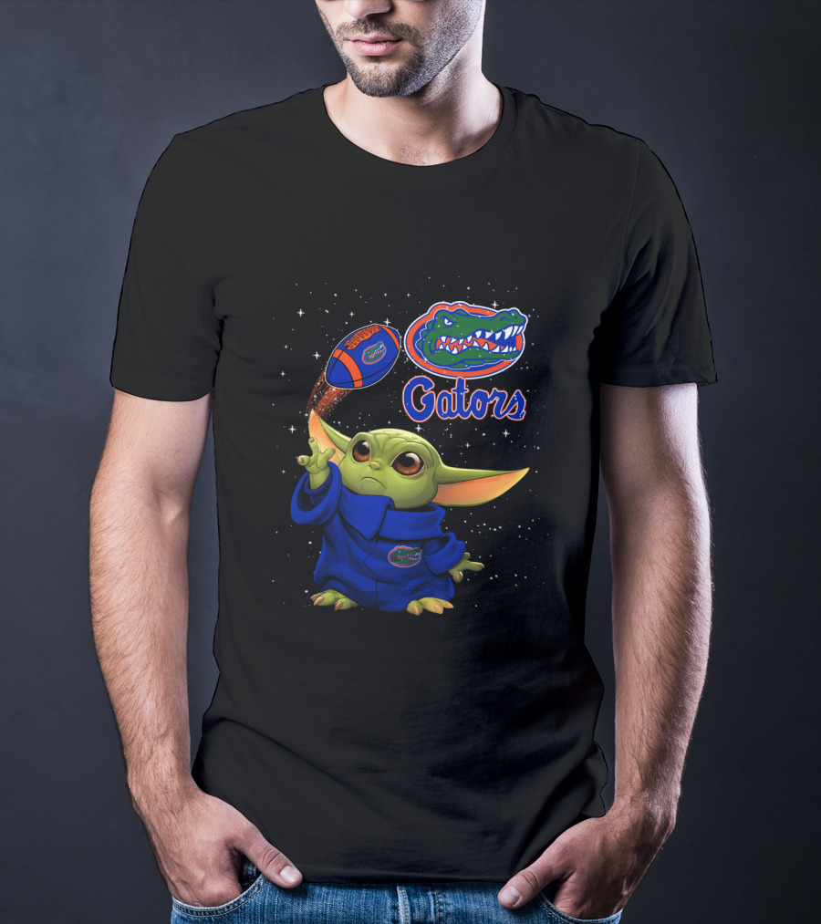 Baby Yoda Florida Gators Logo Football T-Shirt
