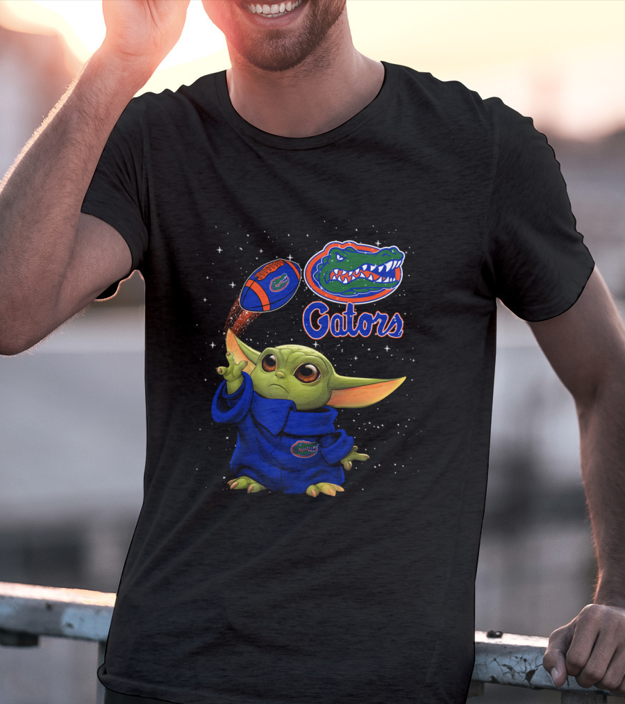 Baby Yoda Florida Gators Logo Football T-Shirt