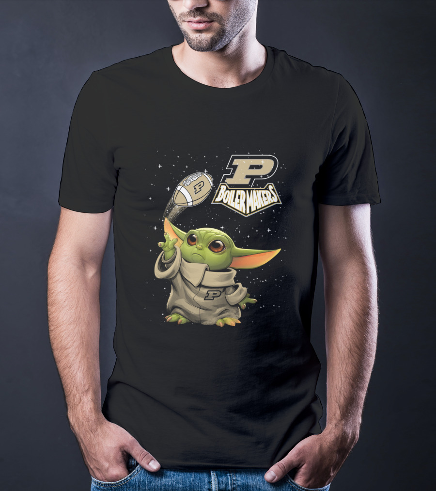 Baby Yoda Football Fantasy With Purdue Boilermakers T-Shirt