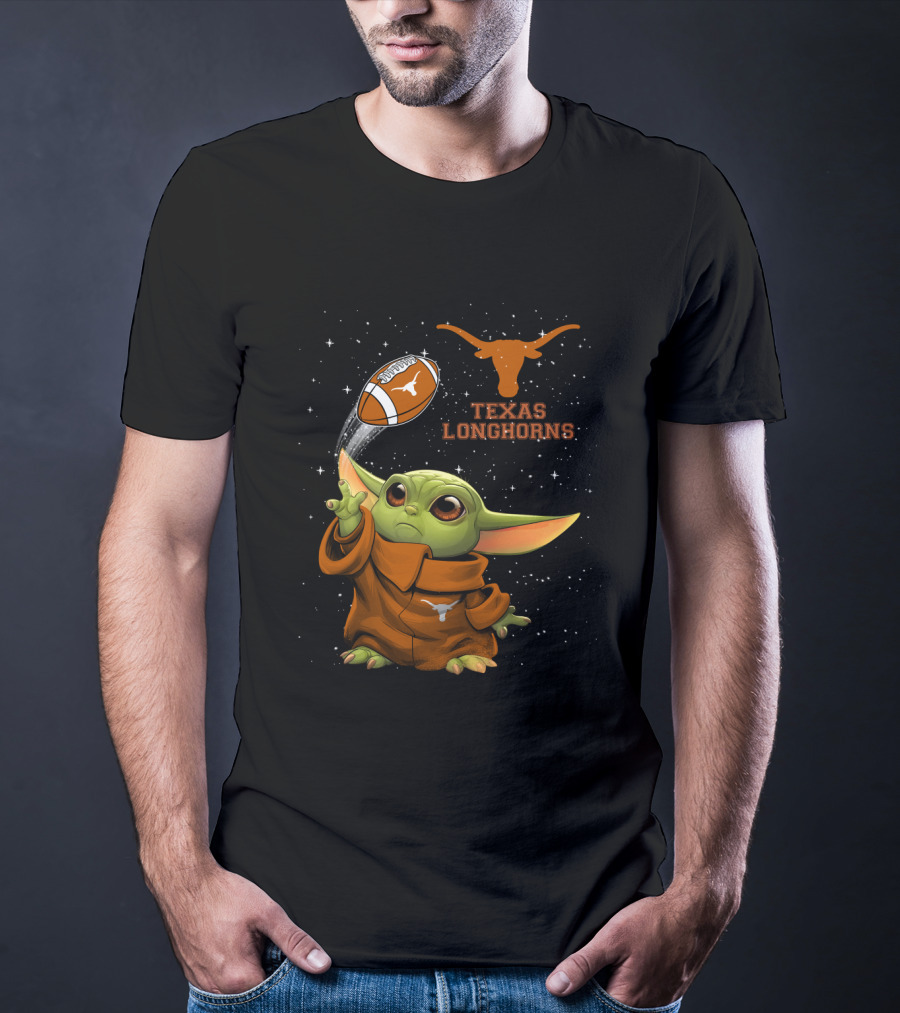 Texas Longhorns Baby Yoda Football T-Shirt