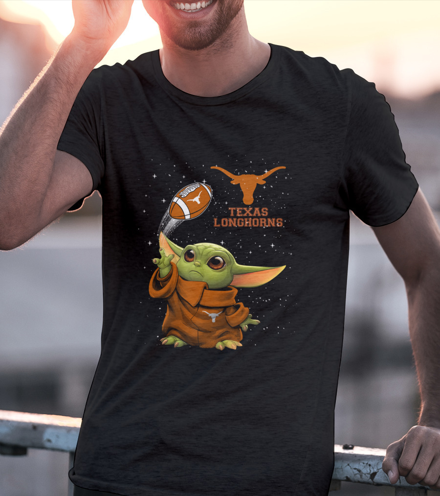 Texas Longhorns Baby Yoda Football T-Shirt