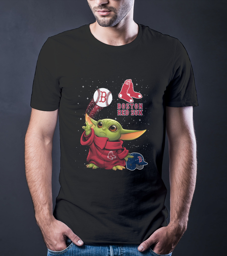 Boston Red Sox Baby Yoda Star Wars Baseball T-Shirt