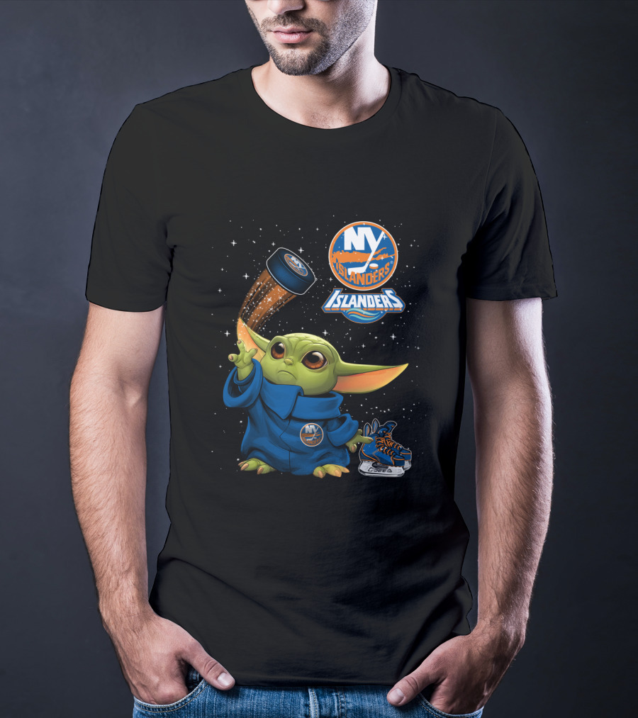 NY Islanders Baby Yoda Hockey Puck Magic T-Shirt