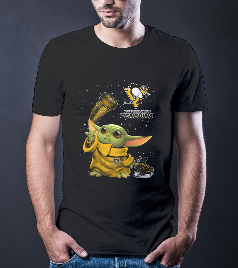 Pittsburgh Penguins Baby Yoda Hockey Star Wars Crossover T-Shirt
