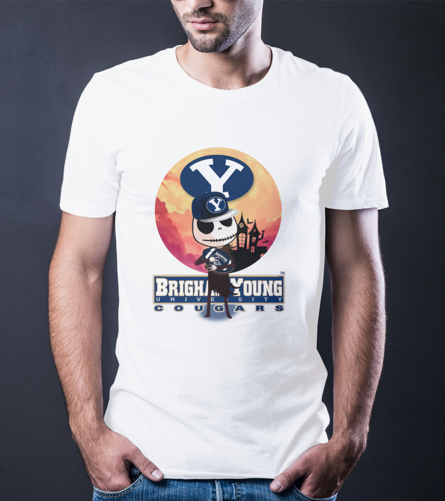 Brigham Young University Cougars Skeleton Halloween Football T-Shirt