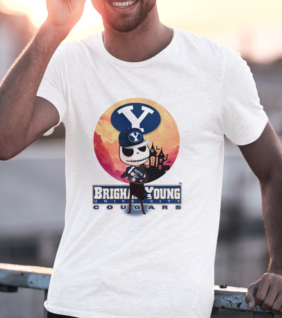 Brigham Young University Cougars Skeleton Halloween Football T-Shirt
